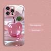 Rosa Kristall Med Äpplemönster Rosa Metallisk Färg Glas Telefonfodral För iPhone 11 12 13 14 15 16 17 Pro Max Plus 16E 17Air Skydd
