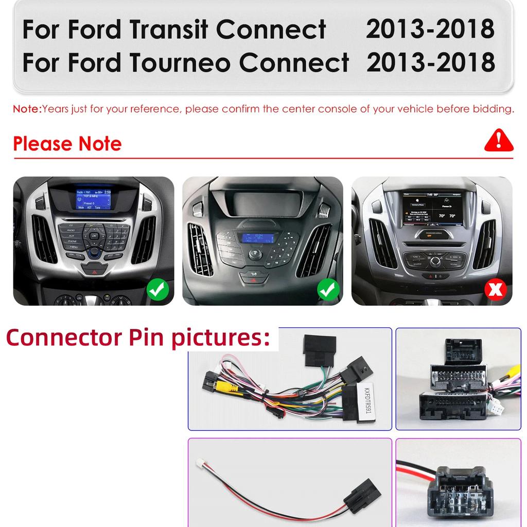 Hizpo 9inch Carplay 4G 2 Din Android 13 Car Radio for Ford Transit Connect 2013 - 2018 Ford Tourneo Connect Multimedia Video GPS Intelligent Screen