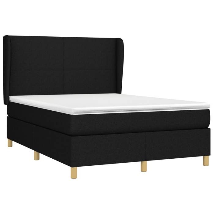 3128367 vidaXL Divan Bed with Mattress Black 140x200 Cm Fabric