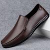 Men's shoes 2025 summer new breathable foot casual leather shoes men's flat beanie shoes British soft-sided driving shoes