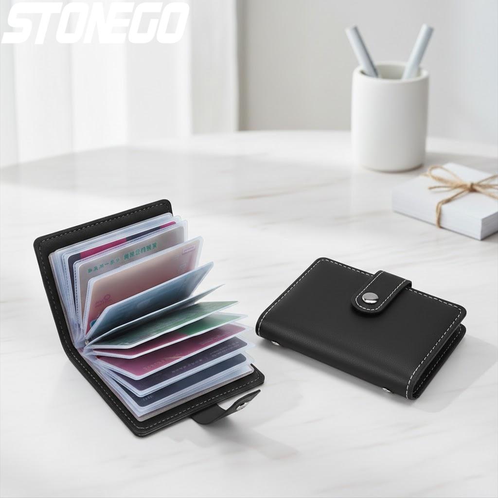 Slim Minimalist PU Leather Card Holder 26 Slots Organizer Wallet Compact Stylish Accessory Unisex