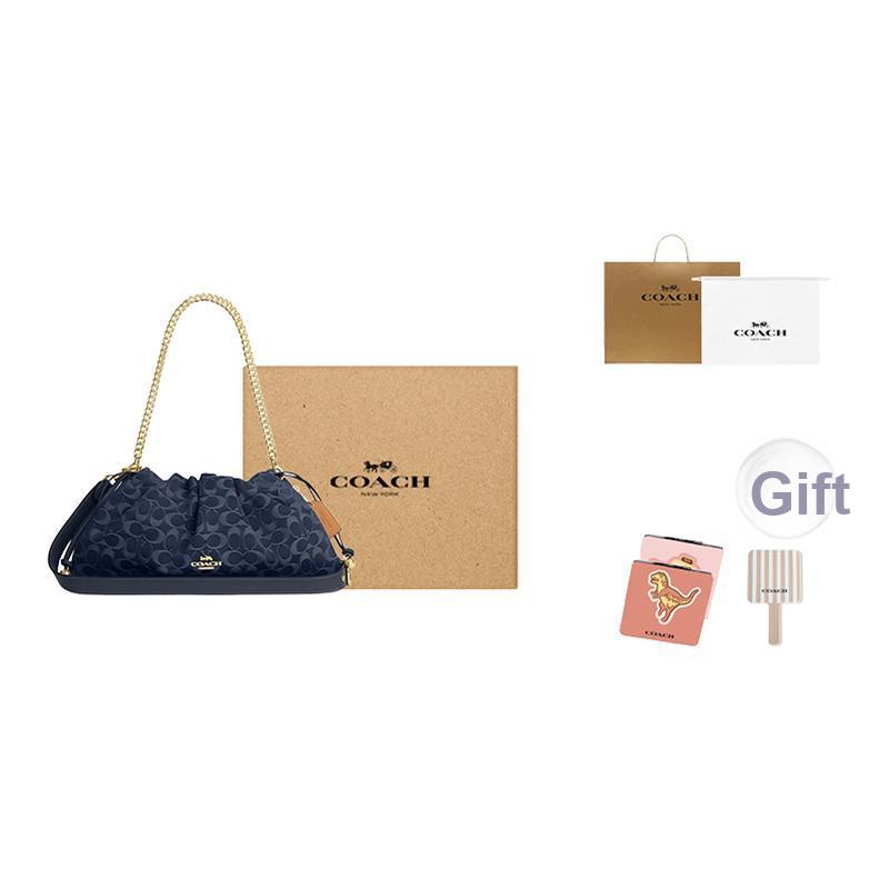 Coach Faye 38 Classic Monogram Logo Drawstring Closure Detachable Shoulder Strap Denim Tote Bag Large Women Tote Bag Indigo CDB97-IMTYV