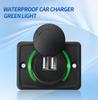 Dual USB Car Charger Socket Quick Charge with Sliding Cap and LED Light 12V/24V Fast Charger Power Outlet for Car Boat Bus RV