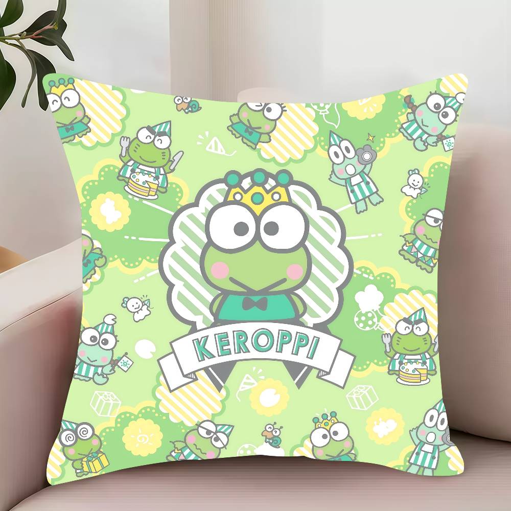 MINISO Kawaii Kero K-Keroppi Pillow Case Decor Protective Covers Comfortable soft for Sofa Living Room Home office 12x12Inch
