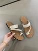Set of toe Roman sandals 2025 summer Korean version ins style linen toe holiday beach flat cool slippers women