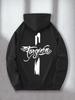 New Trendy Letter Pattern Design, Kangaroo Pocket Fashion Pattern, Front And Back Print Men'S Comfortable Daily Casual Hoodie Swea