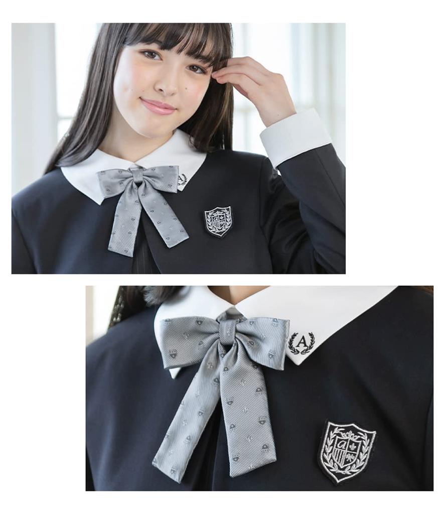 Graduation Ceremony Elementary School Girls Suit Clothes Formal Set of Bolero Dress Ribbon Tie Aiden NVY 160cm [Arisana] Children's (4-piece + + +