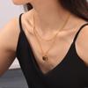 Stacked Wind Tiger'S Eye Stone Pendant Necklace Women'S Titanium Steel Plated 18K Gold Light Luxury Collarbone Chain