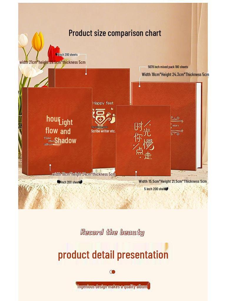 5-6 Inch Large Capacity Photo Album Scrapbook for Family and Couples