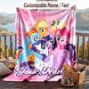 My Little Pony Flannel Blanket, Personalized Custom Name Text, Soft Warm Plush Throw Blanket For Gift