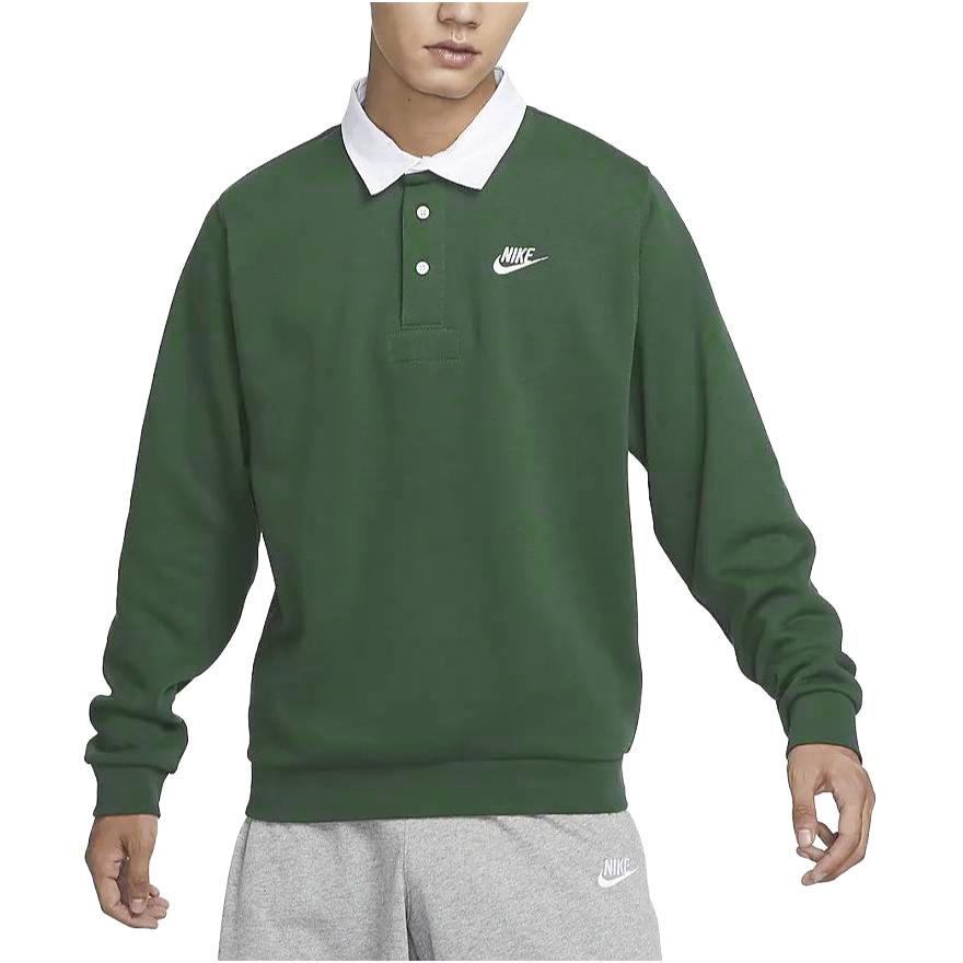 Nike Club Fleece Long Sleeve Polo Shirt Green DX0538-323