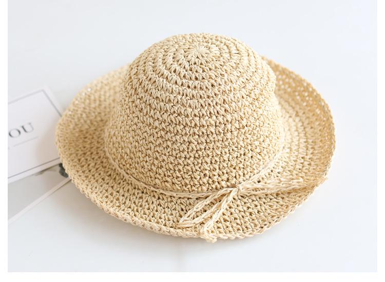 Parent-child Straw Hat Summer New Girl Casual Solid Foldable Big Brim Holiday Hats Baby Boy Beach Fisherman's Cap