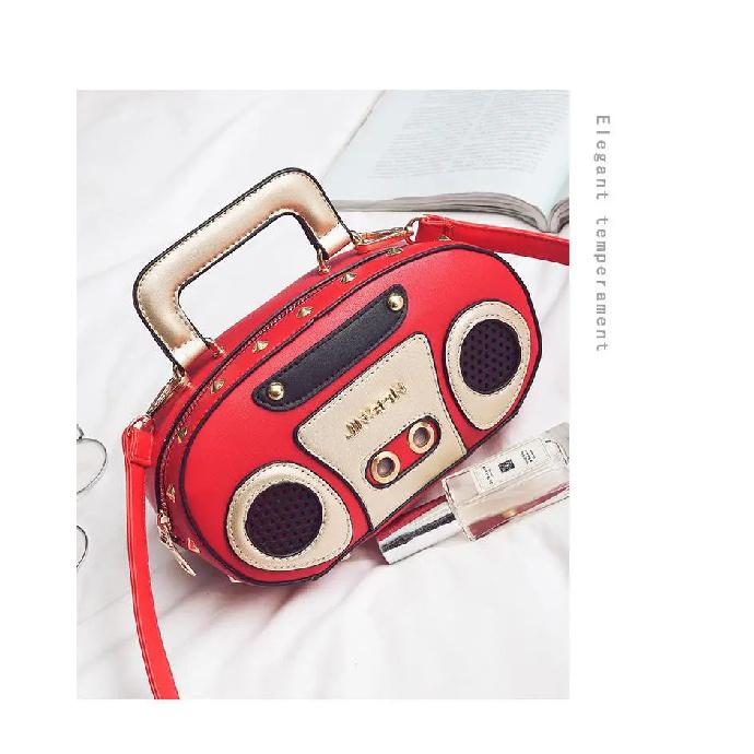 Persönlichkeit Retro-Radio-Form Tasche Damen Niedliche Handtasche Umhängetasche Messenger Bag Rock Crossbody-Tasche