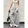 Retro Y2k Star Printed Sports Pants Women Autumn Winter High Street Hip-hop Loose Casual Gray Wide Leg Pants