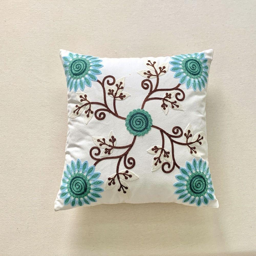 Embroidered Sunflower Pillow Cover 45x45cm Throw Pillow Case Home Textile Sofa Pillowcase Cushions