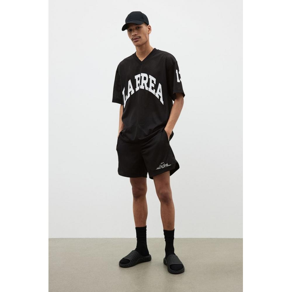 

Футболка свободного кроя из сетки с принтом HM, черная La Brea