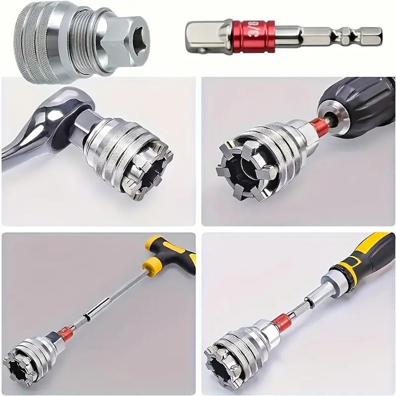 Universal Wrench Sleeve Converter for Standard 3/8-3/4'' 10 To 19mm Socket Multifunctional Adjustable Drive Wrench Tool Set