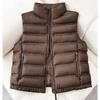 Winter Women Warm Padded Short Down Cotton Vest Stand Collar Loose Outwear Sleeveless Puffer Waistcoat for Casual