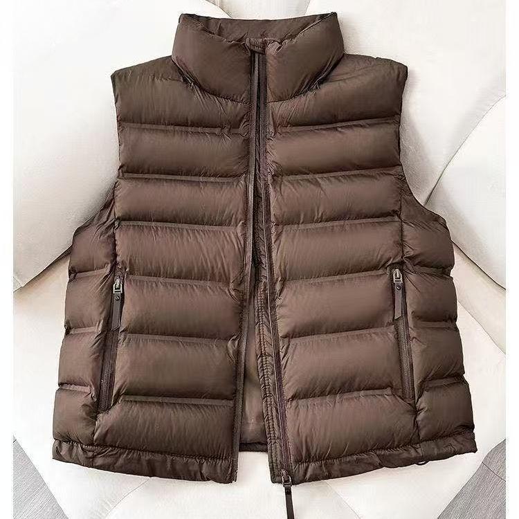 Winter Women Warm Padded Short Down Cotton Vest Stand Collar Loose Outwear Sleeveless Puffer Waistcoat for Casual