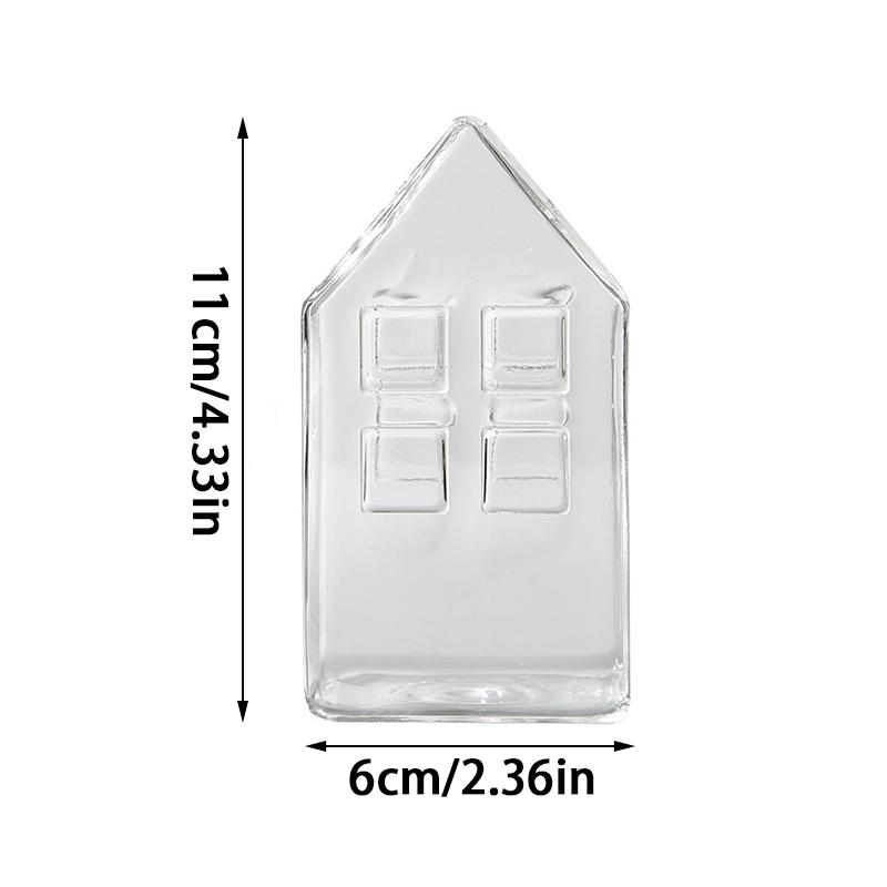 Nordic Style Houses Transparent Vases Container Bottle Plant Arrangement Glass Table Flower Pot Desktop Decor