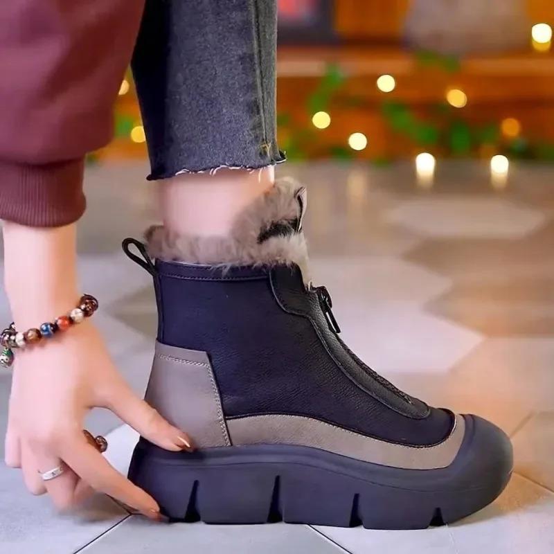 Fashion Women Shoes 2025 New Winter Thick Soled Snow Boots Women Plush Warm Non-slip New Cotton Boots Platform Casual Sport Ankle Boots