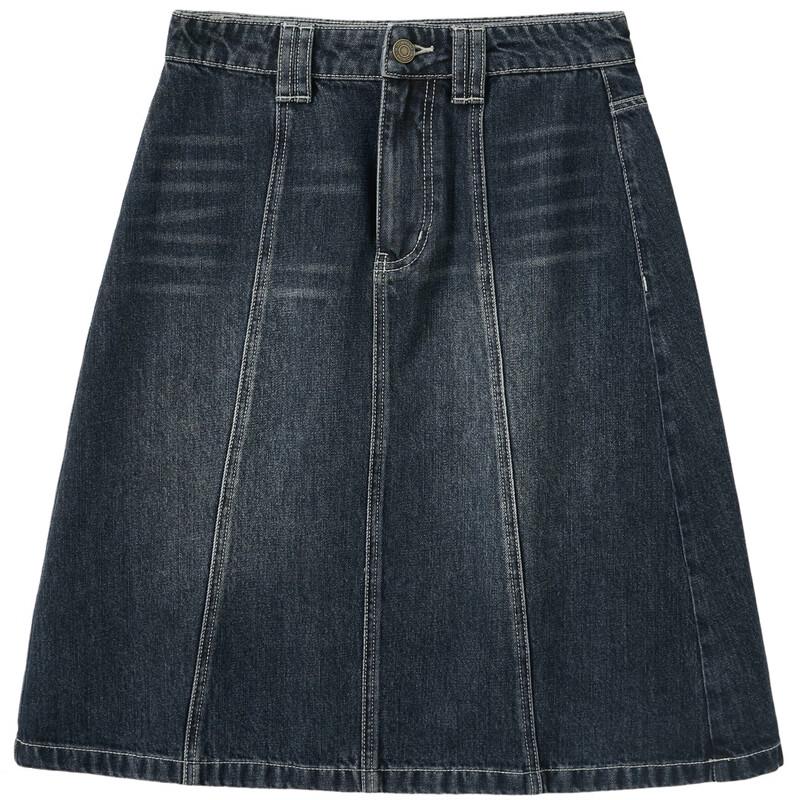 Sancai 2026 Summer Retro Washed A-Line Denim Skirt