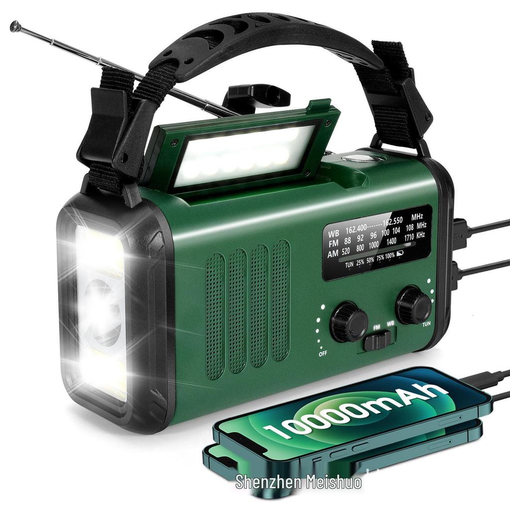 Multifunktionelles Solar-Handkurbel-Notfallradio mit UKW und Taschenlampe