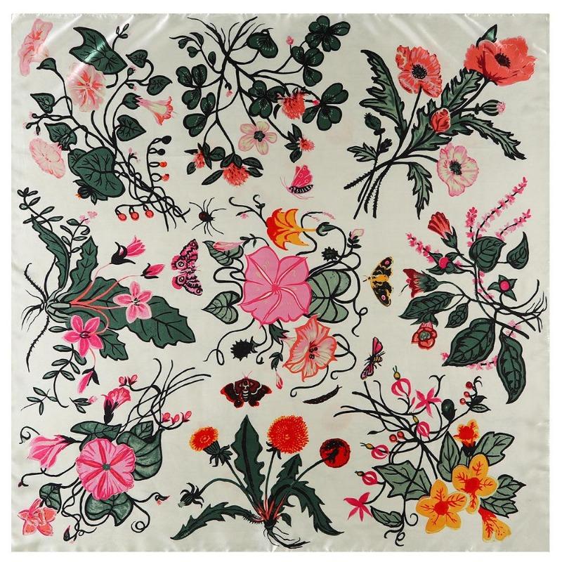 90cm*90cm New Brand Shawl Twill Women Silk Scarf Morning Glory Print Square Scarves Wraps Fashion Hijab Headband