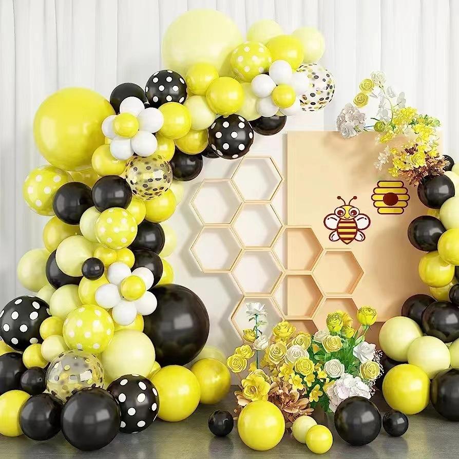 

Желто-черный латексный венок из воздушных шаров, шары для вечеринки по определению пола, пчелиная тематика, вечеринка по случаю дня рождения, вечеринка для будущей мамы Set as shown