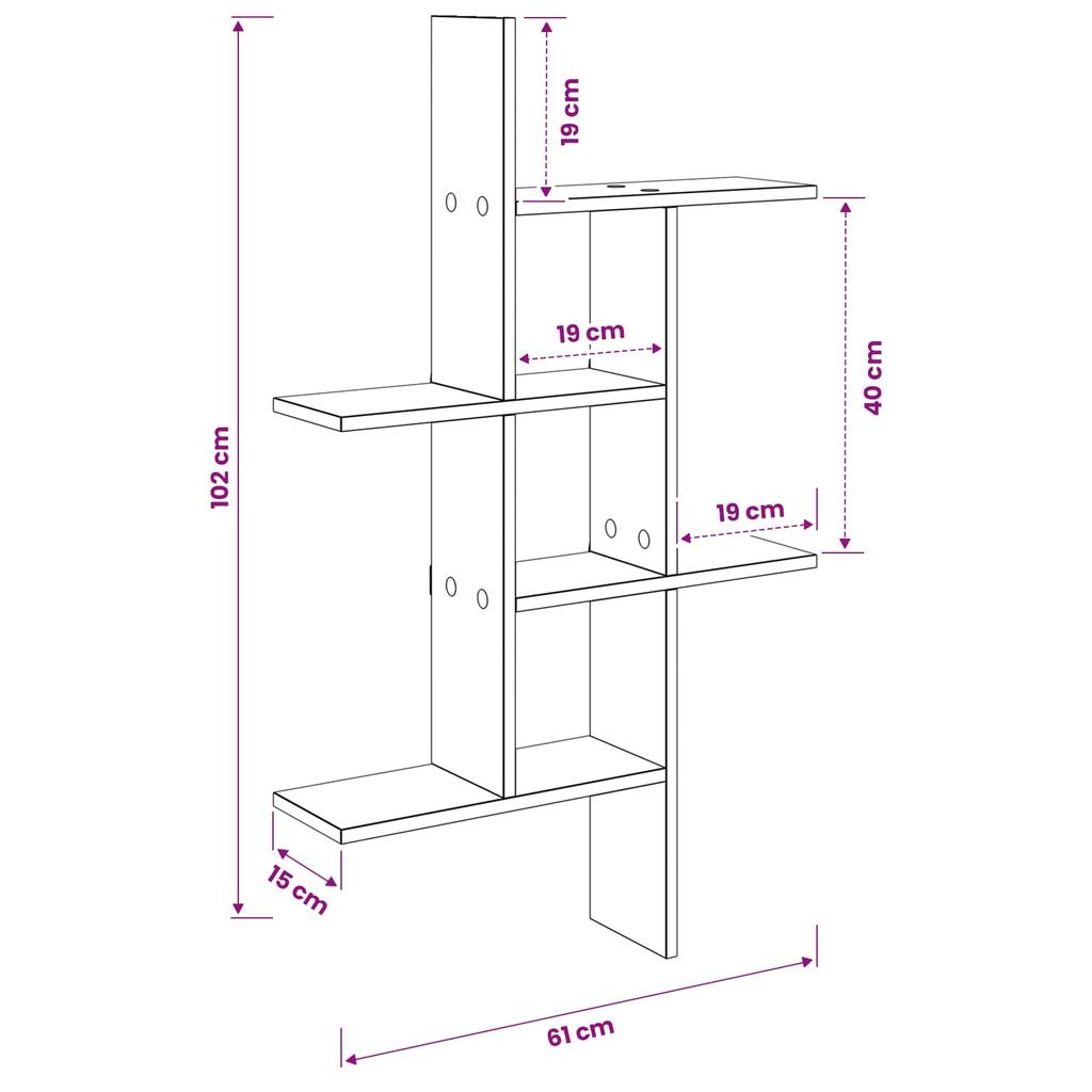 Wall Shelf Artisan Oak 61 x 15 x 102 cm Engineered Wood