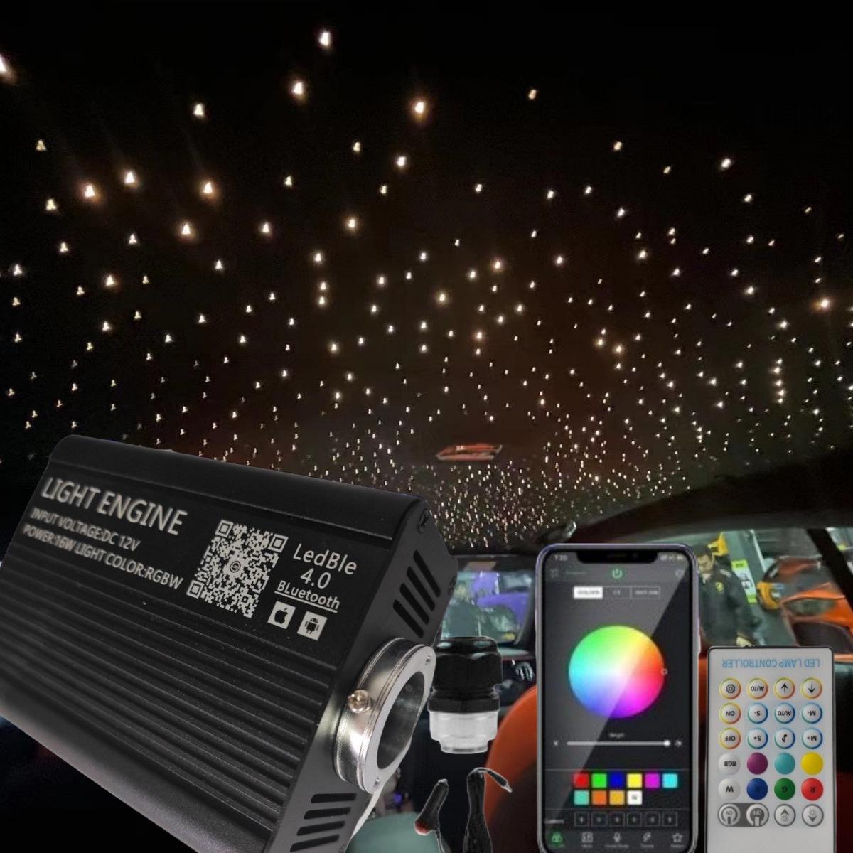 

16W Flashing Fiber Optic Starry Sky Car Light with APP & Remote Control 200PCS 0.75mm x 2m