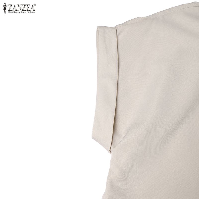 ZANZEA Women Summer Round Neck Casual Short Sleeve Long Dress