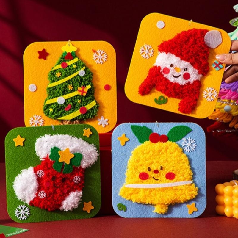 Christmas Felt Sewing Kit for Kids Educational DIY Craft Set Nonwoven Fabric Lacing Activity Holiday Themed Ornament Making Preschool Learning Toy