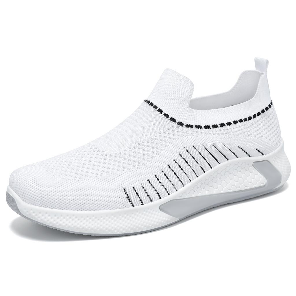 Men's Tennis Sports Casual Shoes Knit Mesh Large Size Slip-On Sock Shoes Breathable Shoes Comfortable All-Season Jogging Sneaker
