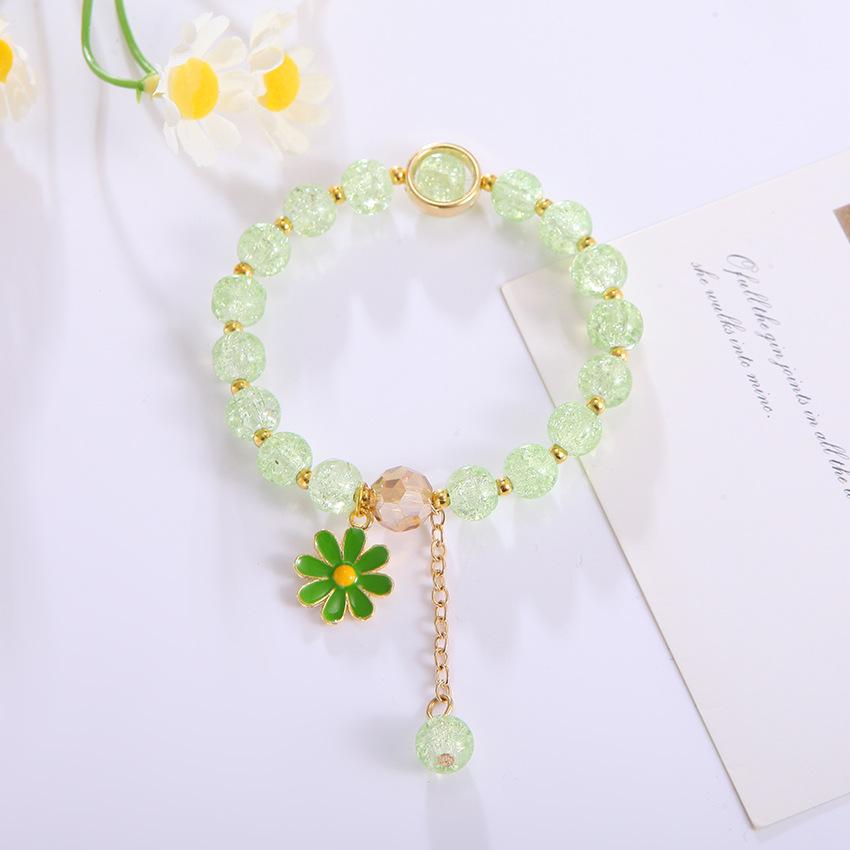 Exquisite Daisy Flower Bracelets Solid Color Beaded Elastic Rope Wristband Women Girls Jewelry Gifts