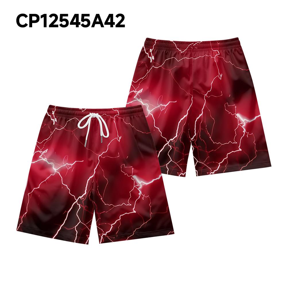 Pantaloncini Casual da Uomo con Elemento Fulmine Oscuro Naturale Europeo e Americano Pantaloni da Spiaggia
