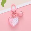 Heart-Shaped Bell Keychain Pendant - Peach Color Earphone Case Decoration