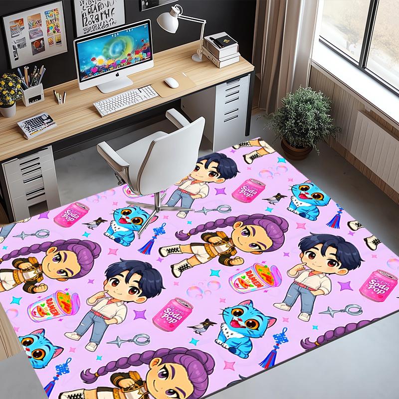 KPop Demon Hunters Pattern Rug, Indoor/Outdoor Mat, for Picnic, Gameroom, Bedroom, Office, Living Room, Home Decor Carpet, Birthday Gift