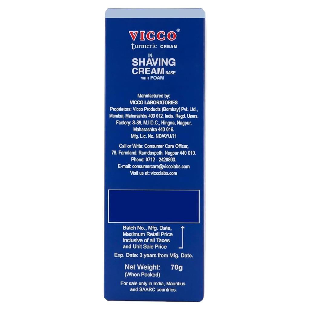 Vicco Turmeric Shaving Cream Foam Base For Men | Smooth & Clean Shave | Moisturizes Skin And Protects From Irritation | Ayurvedic 70g Pack Of 3