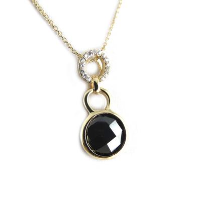 [L1849] - Black 'Linda' Gold-Plated Necklace