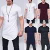 T-shirt da uomo ultra-comoda con orlo curvo e zip laterale in misto cotone premium