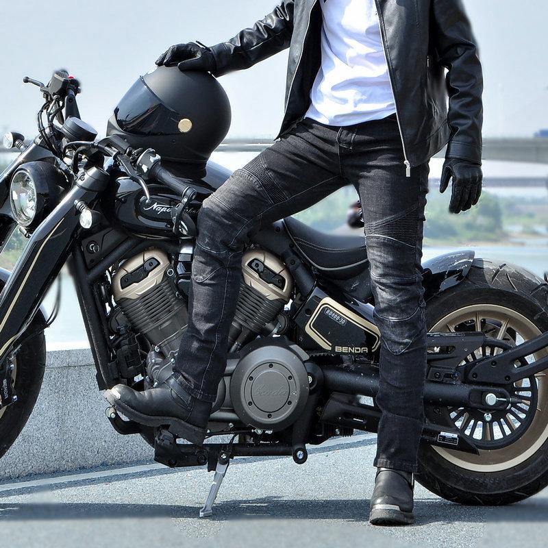 Motorradjeans Herren Retro und Alt Lässig Motorradhose, Elastische Radfahrer Ritter Anti-Drop Hose, Silikon Schutzausrüstung
