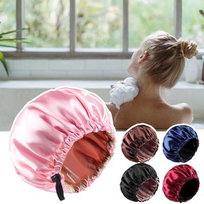 Nightcap with Elastic Band 2-layered Extra Large Sleeping Satin Bonnet Smooth High Density Women Braids Curly Night Hat Sleeping Cap for Home Salon