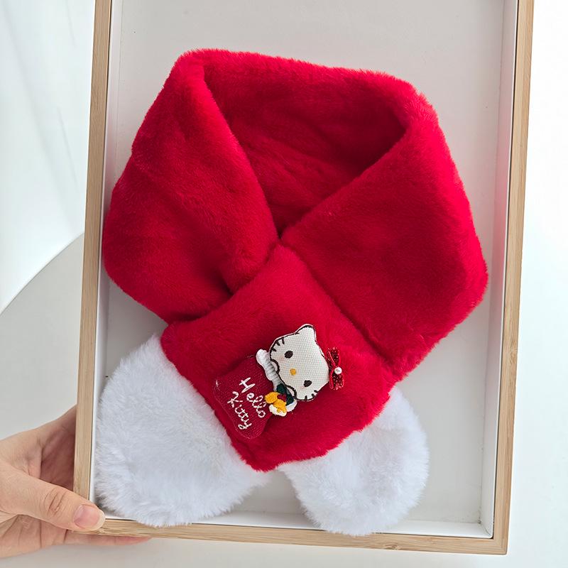 Kids' Red Knit Scarf: Winter Plush Neck Warmer