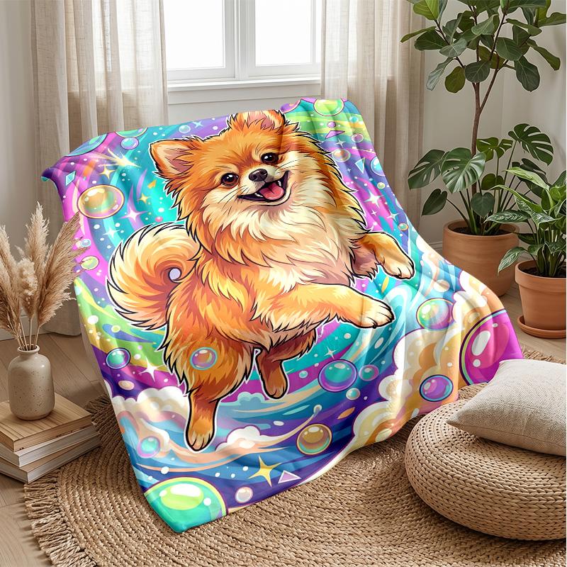 Pomeranian Heart Celebration Theme blanket Lightweight Warm Flannel Blanket Decorative Throw Blanket for Home Decoration