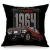 Vintage Motorcycle Club New York Motor Race Funky Throw Pillow Case Black Letter Print Live Fast Die Young Sofa Cushion Cover