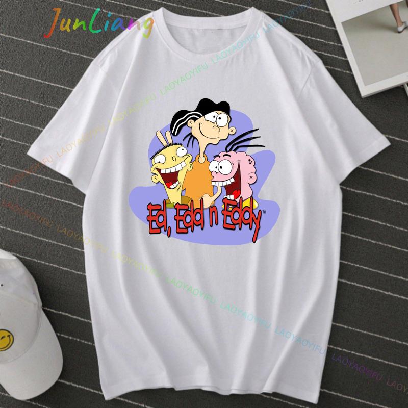90s Funy T Shirt Cartoon Figure High Quality Cotton Hipster Hot Sale Tops Ed Edd N Eddy Man Woman TShirt Cartoon