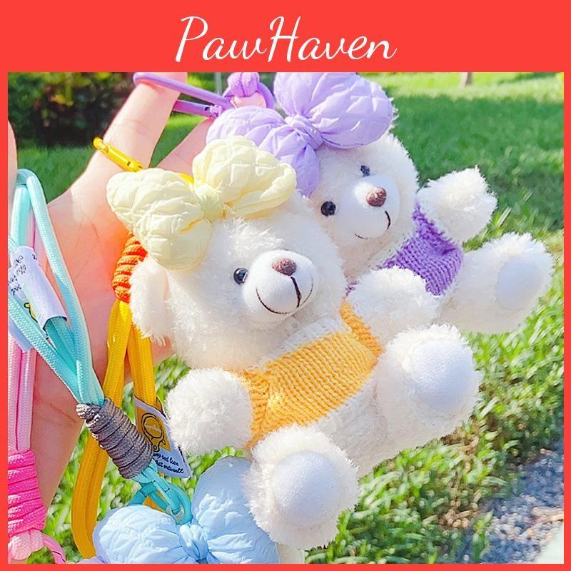 Plush Bow Bear Toy Cartoon Animal Doll Keychain Backpack Pendant Gift Holiday