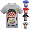 Trendy Ryan Toys Review Cartoons Print T-shirt Soft Cotton Blend Short Sleeve Tops