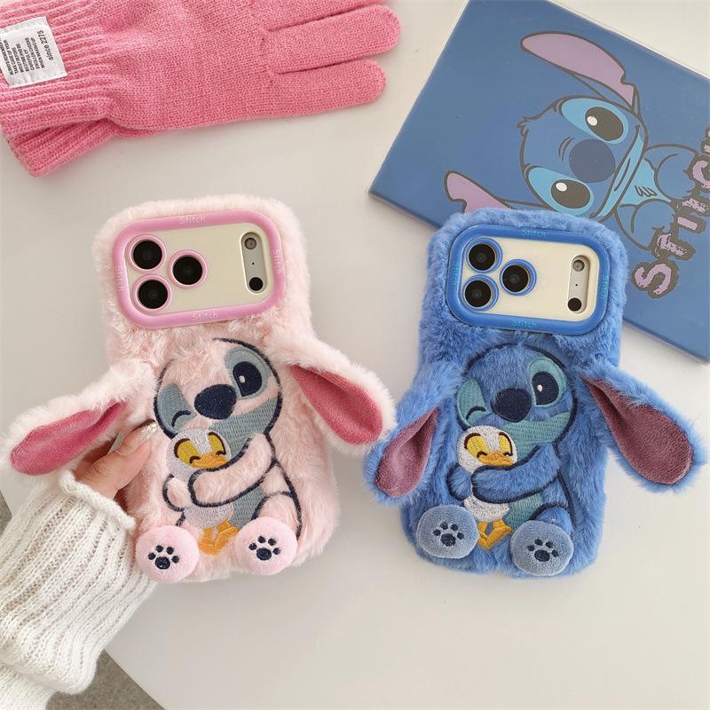 Cartoon Stitch Design Shockproof TPU Phone Cover with Stand Function for -Cute Ears